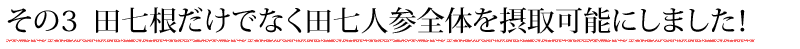 その3 田七根だけでなく田七人参全体を摂取可能にしました!